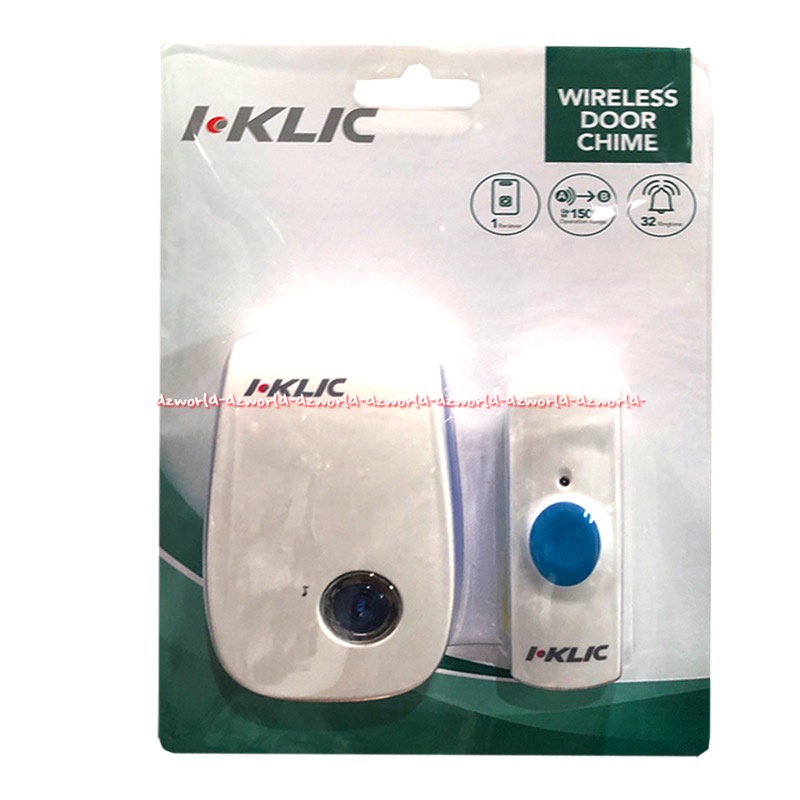 i-Klic Moztec Wireless Door Chime Bell Bel Tanpa Kabel Kotak Kecil Bel Pintu Wire Less Wairles Non Cable iklik iclick Jangkauan 150m 32ringtones Bel Pintu Wireles