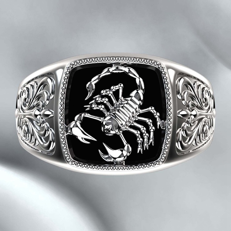 Cincin Retro Gothic Punk Scorpion Motif Kalajengking Ukuran 7-14 untuk Pria