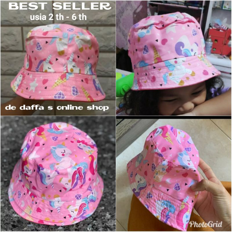 Topi bucket Hat Anak cewe Litle Pony pink