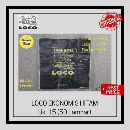 Kantong Plastik Kresek Loco Ekonomis 15 x 30 Hitam isi 50 lembar