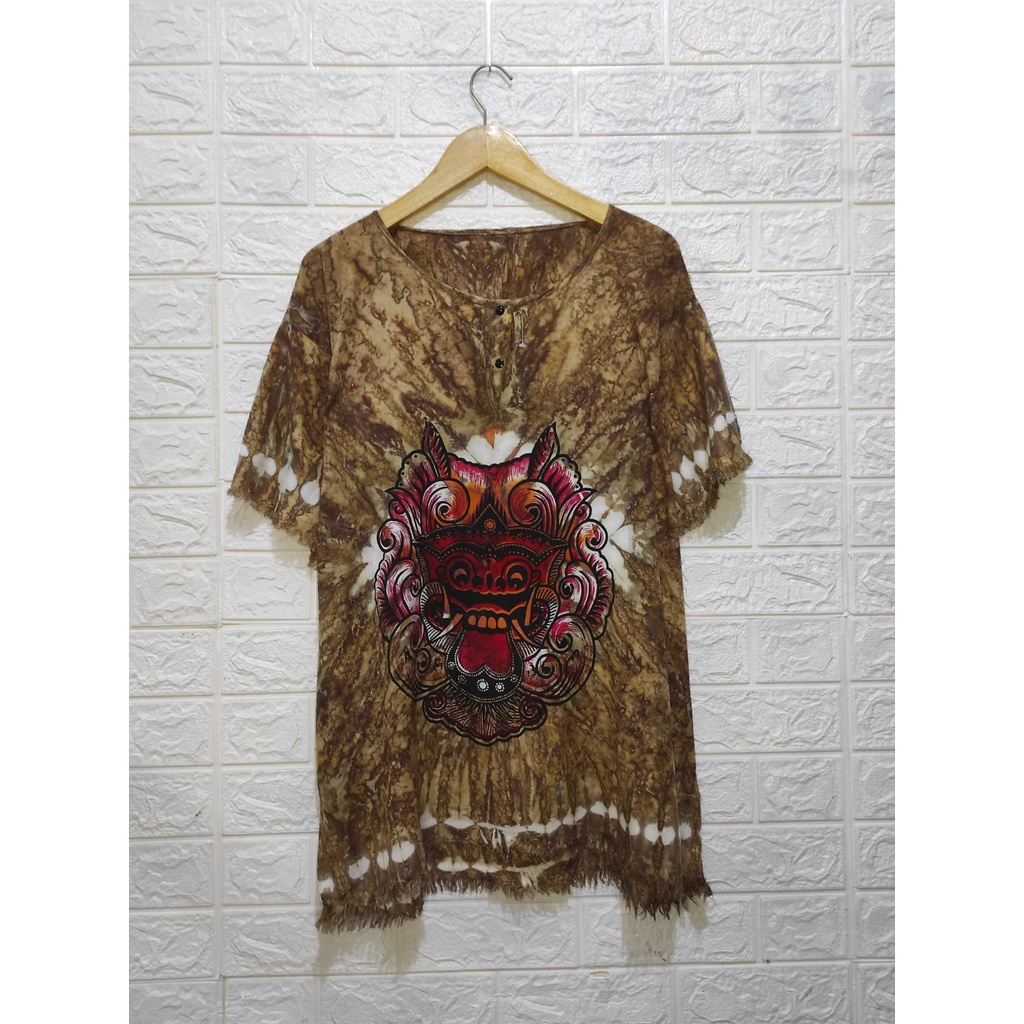 New Baju Barong Bali Pria dan Wanita Abstrak Choklat |Baju Bali| Baju Pantai-Baju T Shirt Baju Baron