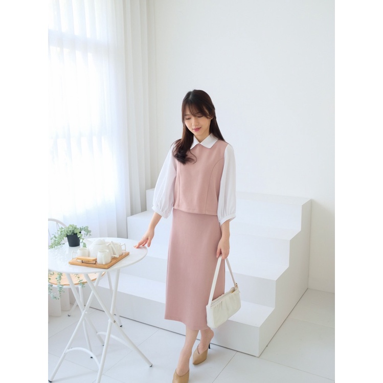 Kadaka S-0174 Set Blouse dan Skirt Feminim Korean Look