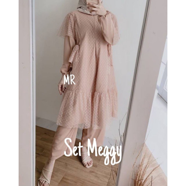 COD-BAJU SETELAN MUSLIM WANITA JUMBO-STELAN TUNIK DAN CELANA-STELAN HIJAB TERBARU-STELAN TILE DOT PR