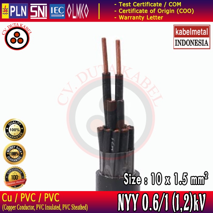 Kabel NYY 10x1,5 mm2 METAL /10 x 1,5 mm2/10x1.5mm2/10x1.5 mm2/10 x 1.5