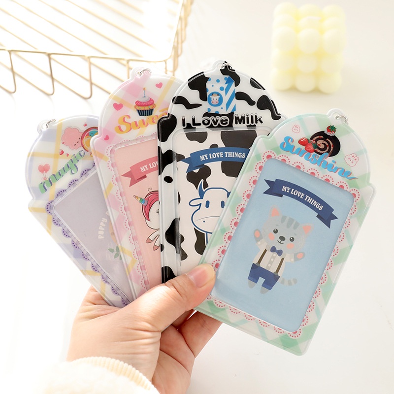 KPOP Card Holder Wanita Keyring Dengan Motif Tempat Photocard