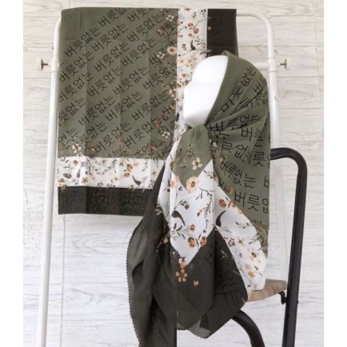 SEGIEMPAT VOALDENAY KW PREMIUM / HIJAB JILBAB SQUARE VOAL MOTIF LASER CUT-Motif 2