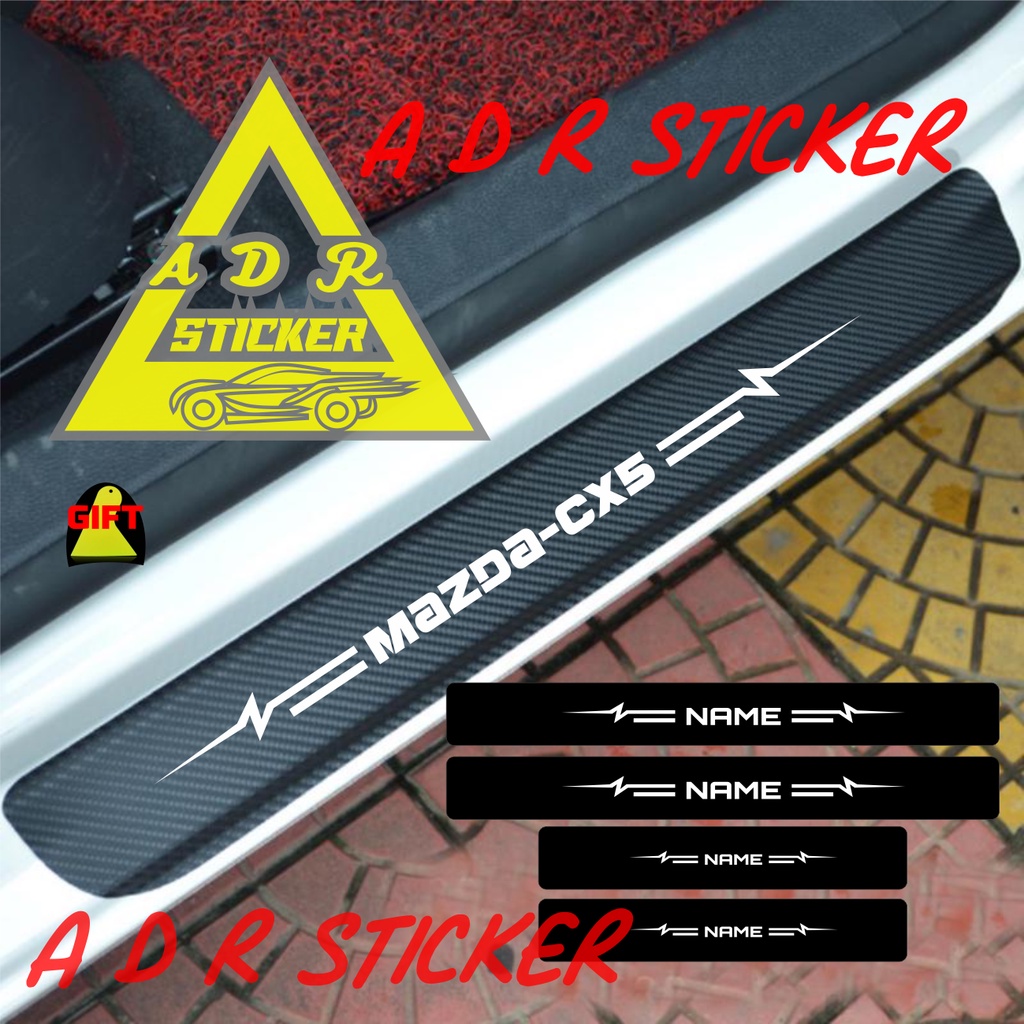 4 pecs stiker carbon 3D stiker pengaman pintu mobil mazda-cx5 stiker carbon 3d mazda-cx5 stiker peng