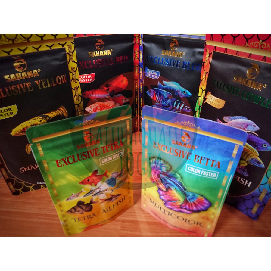 Pakan Ikan Pelet Sakana Exclusive Red Blue Yellow Complete Cichlid Channa Tetra Betta Guppy Cupang