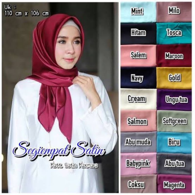 HIJAB SEGI EMPAT POLOS BAHAN SATIN VELVET / JILBAB PREMIUM