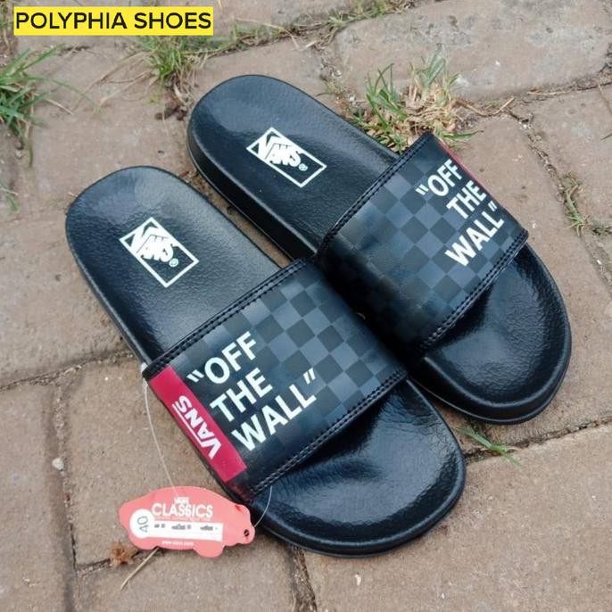 ☞❣TERBARU☛ sepatu kekinian SENDAL / SANDAL SLIDE VANS BLACK OFF THE WALL / GRADE ORIGINAL