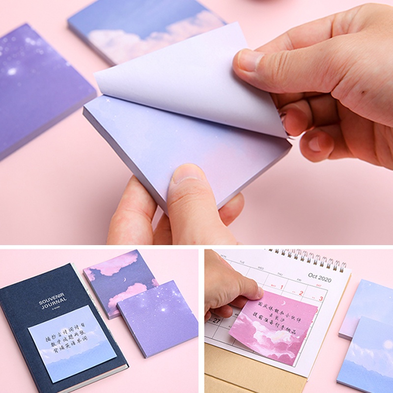 80 Sheets Korean Oil Painting Sticky Notes Memo Pad Notepad