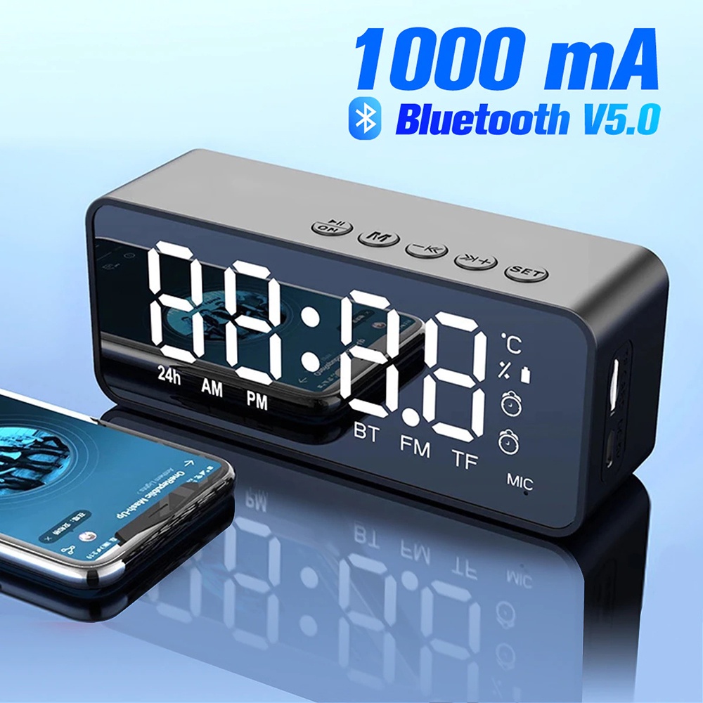 Jam Alarm Clock with Bluetooth Speaker TF AUX FM - G50 - Black