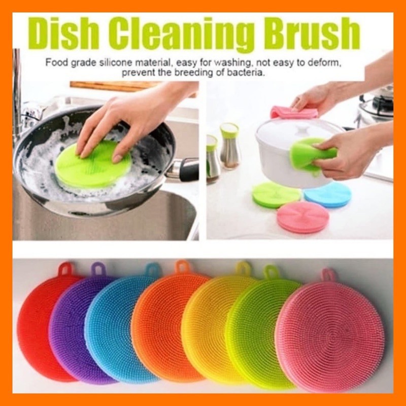 Spons Cuci Piring Silikon Spon Silicon Termurah Alat Dishwashing Sikat Bulat Warna