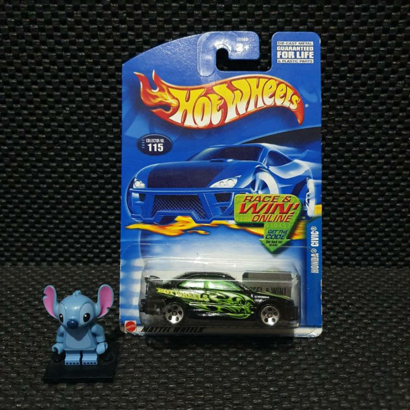 Hot wheels Honda Civic SI Black Green Tattoo 2002