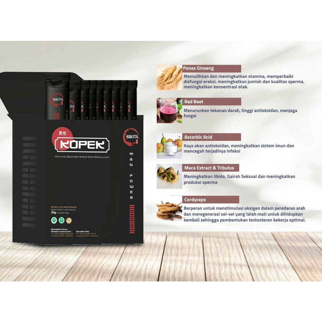 

KOPEK Suplemen Vitalitas Pria Wanita 27gr - Minuman Ginzeng isi 9 pcs