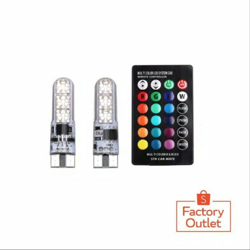 LAMPU KOTA / LAMPU SEN / LAMPU VARIASI LED T10 RGB DILENGKAPI REMOTE CONTROL AWET DAN MURAH