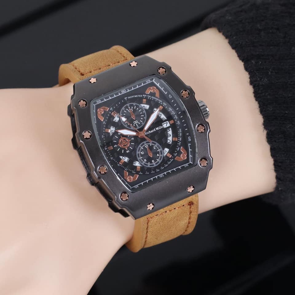 (BISA COD) JAM TANGAN PRIA RM KULIT 4,5CM JAM FASHION-JAM TERLARIS