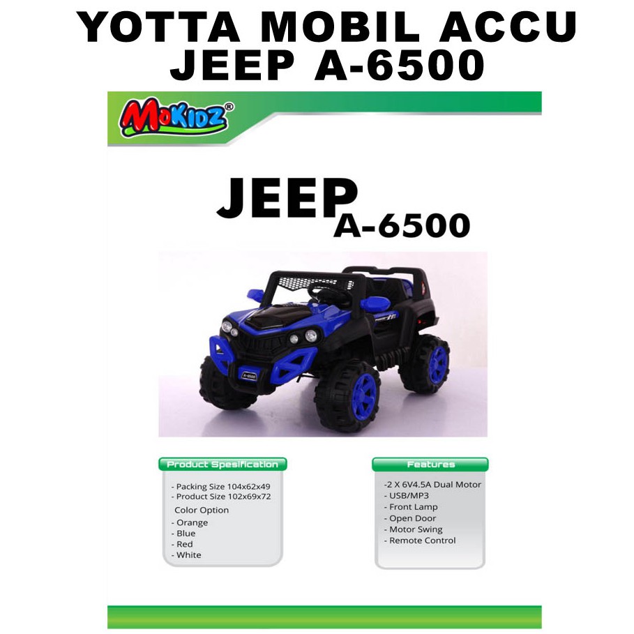 Mobil Aki Anak Jeep Yotta A-6500 - Mainan Edukatif untuk Anak