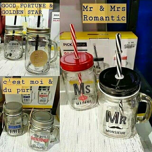 MASON GLASS JAR SET OF 2