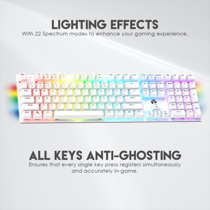 FANTECH MAXFIT108 MK855 V2 WHITE FULL SIZE RGB MECHANICAL KEYBOARD GAMING MAXFIT 108