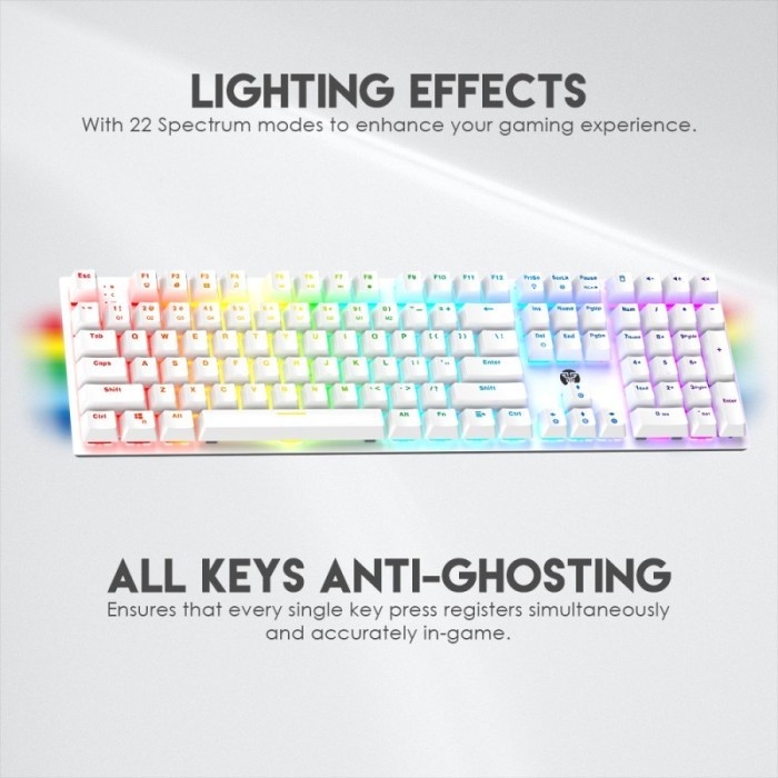 FANTECH MAXFIT108 MK855 V2 WHITE FULL SIZE RGB MECHANICAL KEYBOARD GAMING MAXFIT 108