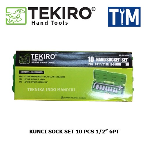 TEKIRO Kunci Sock Set 1/2&quot; 10 PCS 6PT Box Plastik