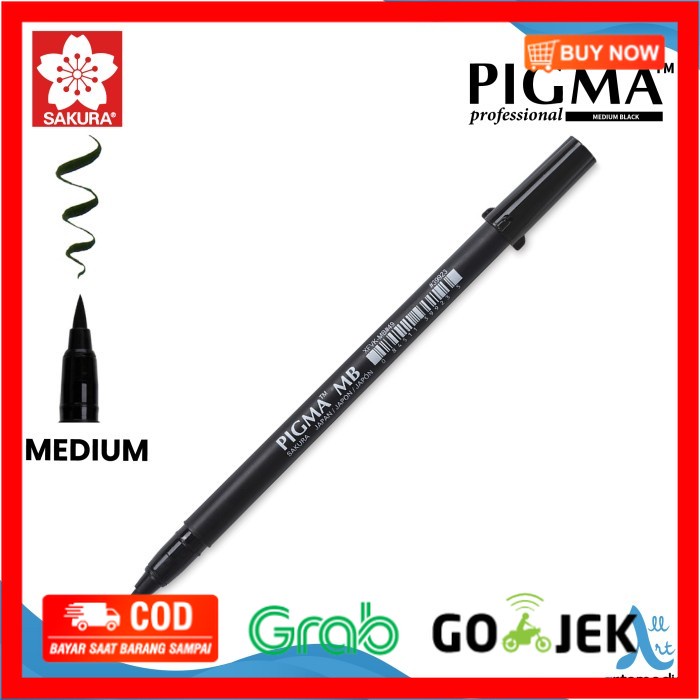 

(BISA COD) Brush Pen Sakura Pigma Professional Brush Pigment Ink Pena Kuas - MEDIUM BLACK