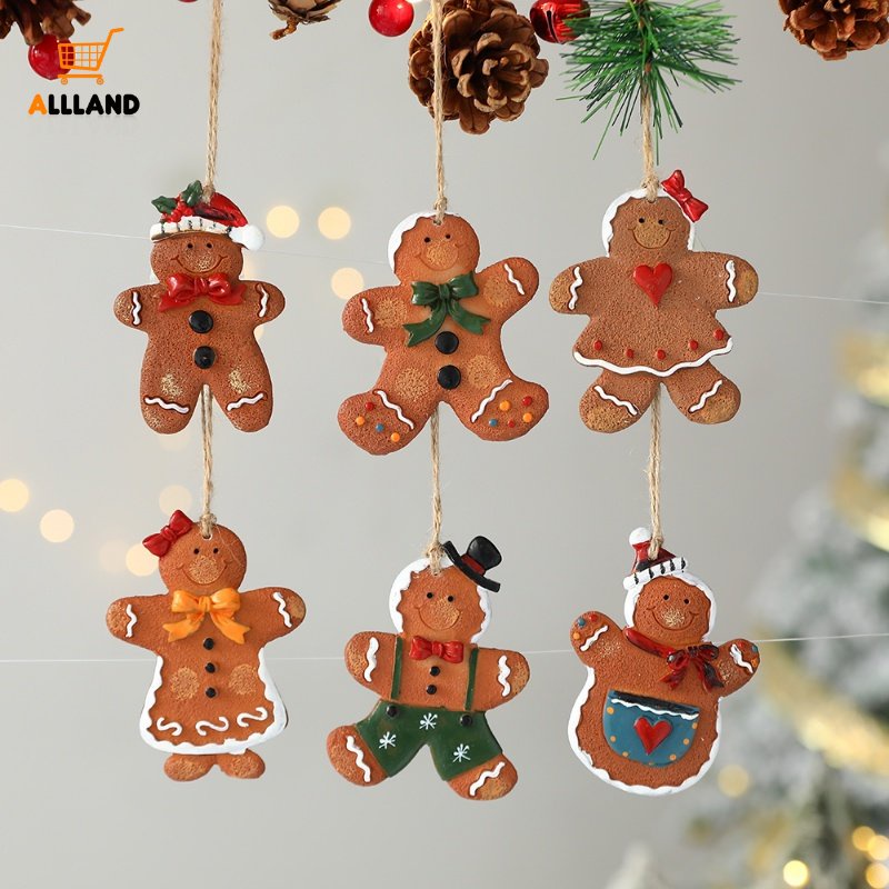 Ornamen Gantung Bentuk Gingerbread Man Bahan Resin Untuk Dekorasi Pohon Natal