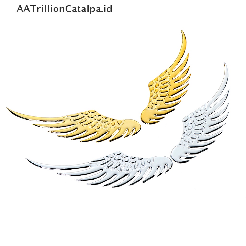 Aatrillioncatalpa 1 Pasang Stiker Sayap 3D Bahan metal Untuk Mobilmotor