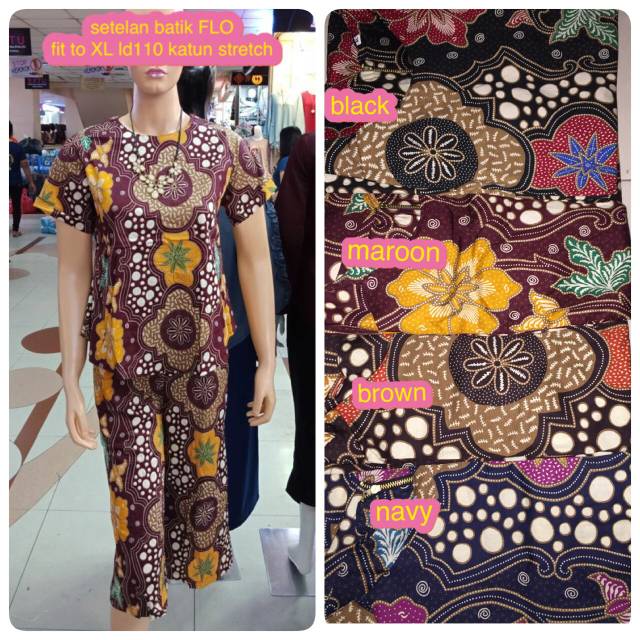 Stelan batik kulot modern motif Flo LD110 katun stretch (Real Pict)
