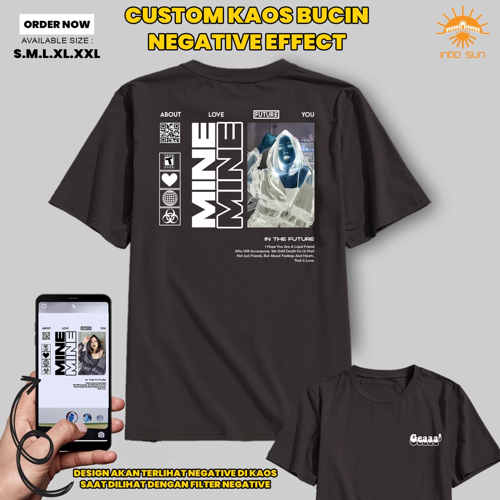Kaos Custom Bucin Aesthetic Street Wear Negative Effect ( MINE ) | Kaos Viral Tiktok Effek IG Kaos B