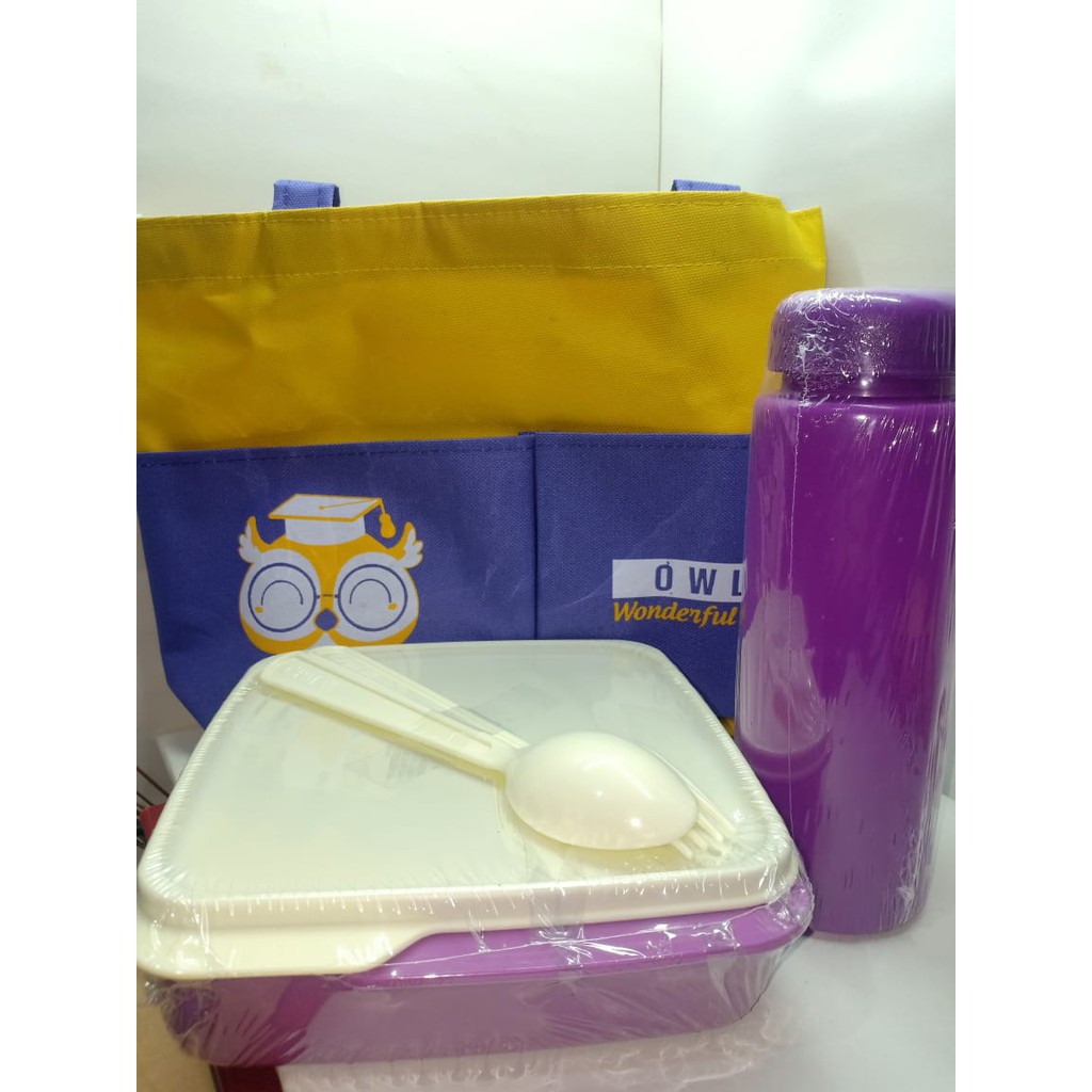 KOTAK MAKAN SET / LUNCH BOX SET / TEMPAT MAKAN + TAS + SENDOK GARPU + BOTOL MINUM LUCU