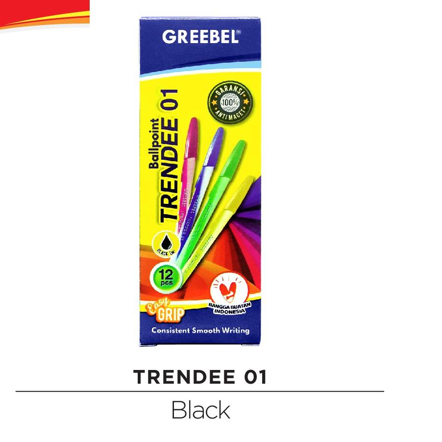 

Baru GREEBEL BALLPEN / PULPEN / PEN TRENDEE 01 BLACK 12 PCS,