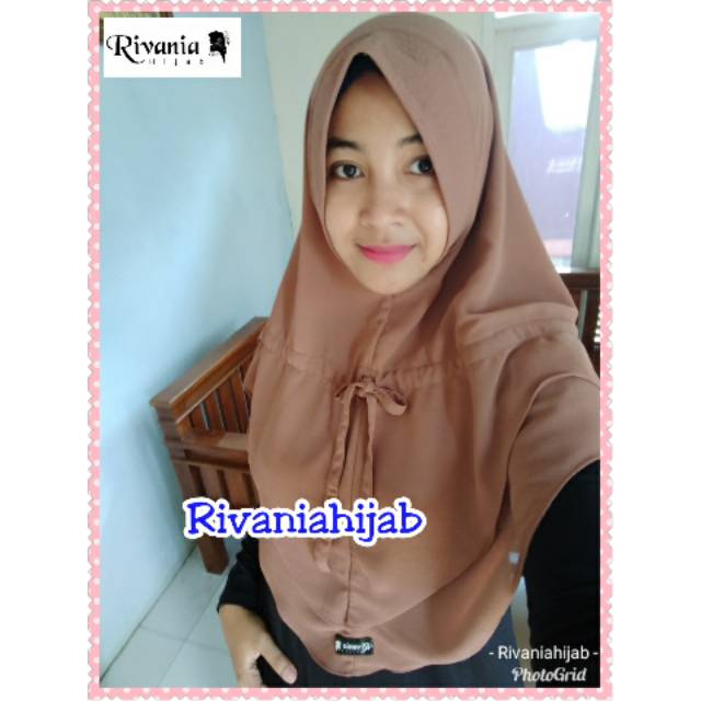 Khimar oval tali serut depan / hijab instan Ceruti 2 layer pet antem Original by Rivaniahijab
