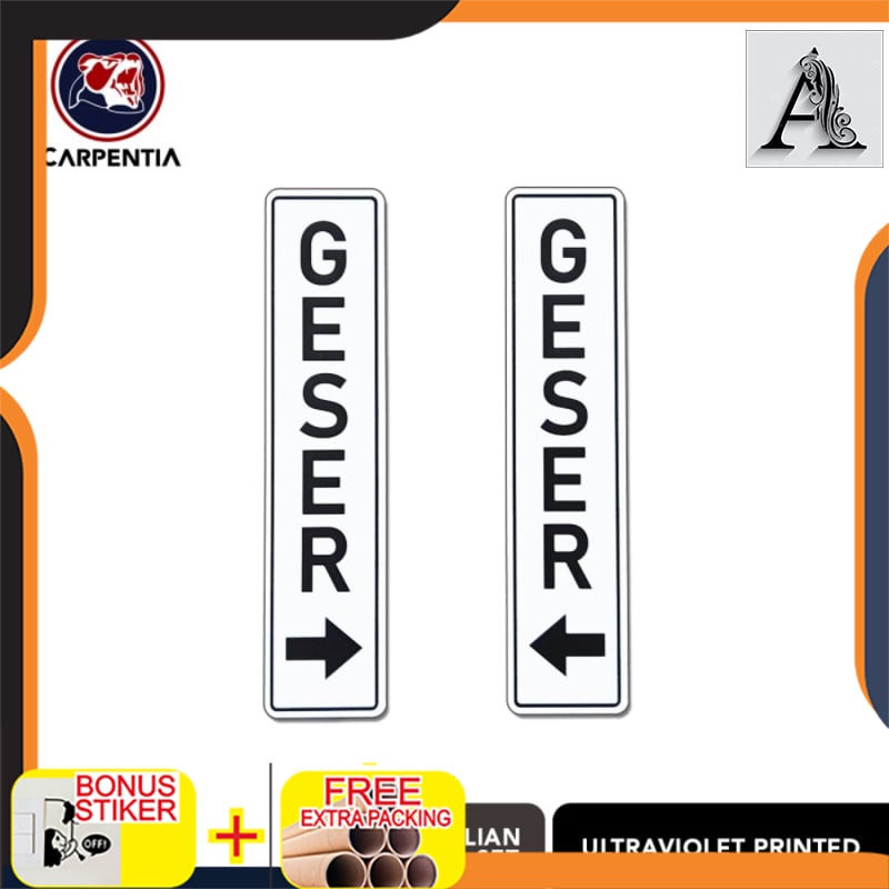 

Grosir Sign GESER (1 Set Kiri-Kanan) / Label Akrilik 45x20 cm / A - Putih