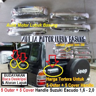 aksesoris garnish chrome outer + cover handle handel suzuki escudo 1,6 1.6 dan 2,0 2.0 (komplit)