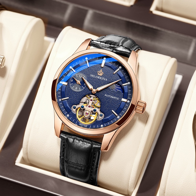 ✁๑♚Produsen sumber langsung Ouqina 2021 baru jam tangan mekanik tourbillon otomatis pria tahan air p