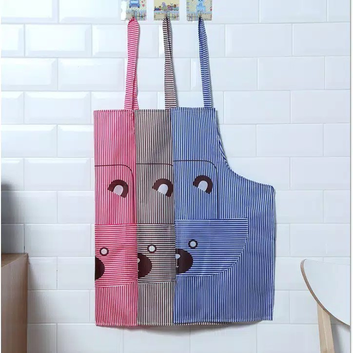 Celemek Dapur Motif Garis Bear Apron