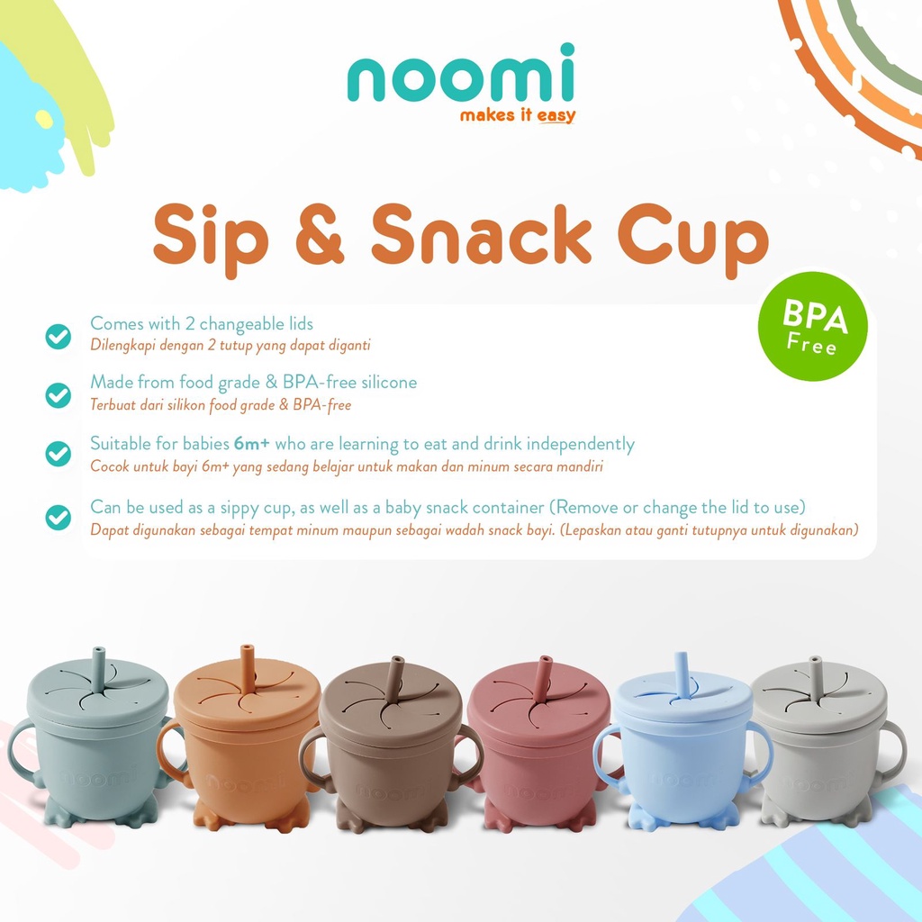 Noomi Silicone Sip And Snack Cup - Botol Minum Silicone Anak