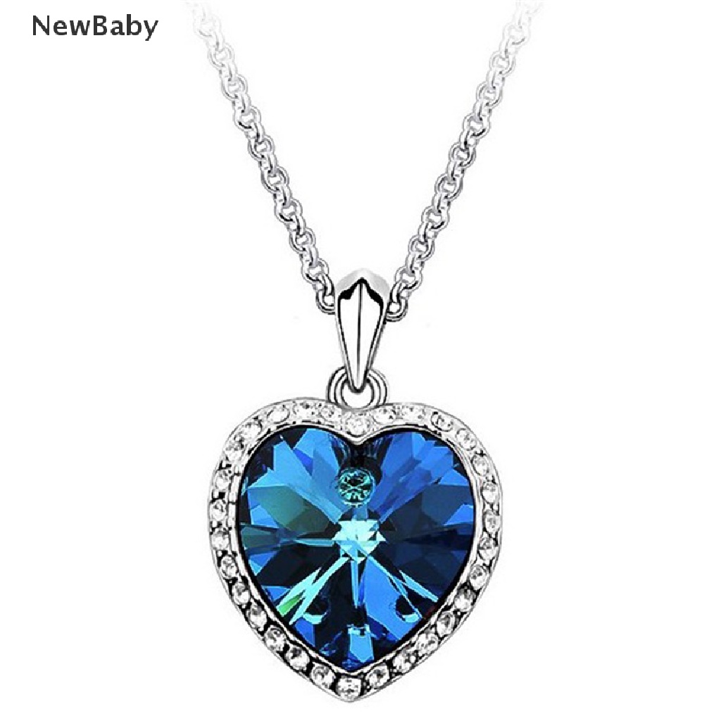 Kalung Rantai Dengan Liontin Hati Hias Kristal Berlian Imitasi Untuk Wanita