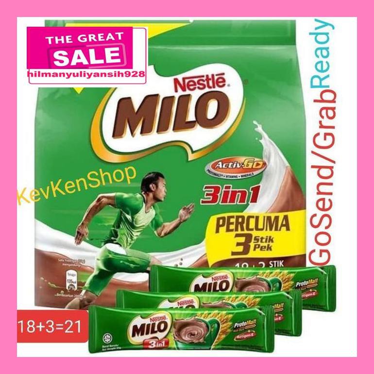 

02T4Dpsum Milo 3 In 1 Active Go Made In Malaysia Isi 18 + 3 = 21 Sachet S30Ytd50