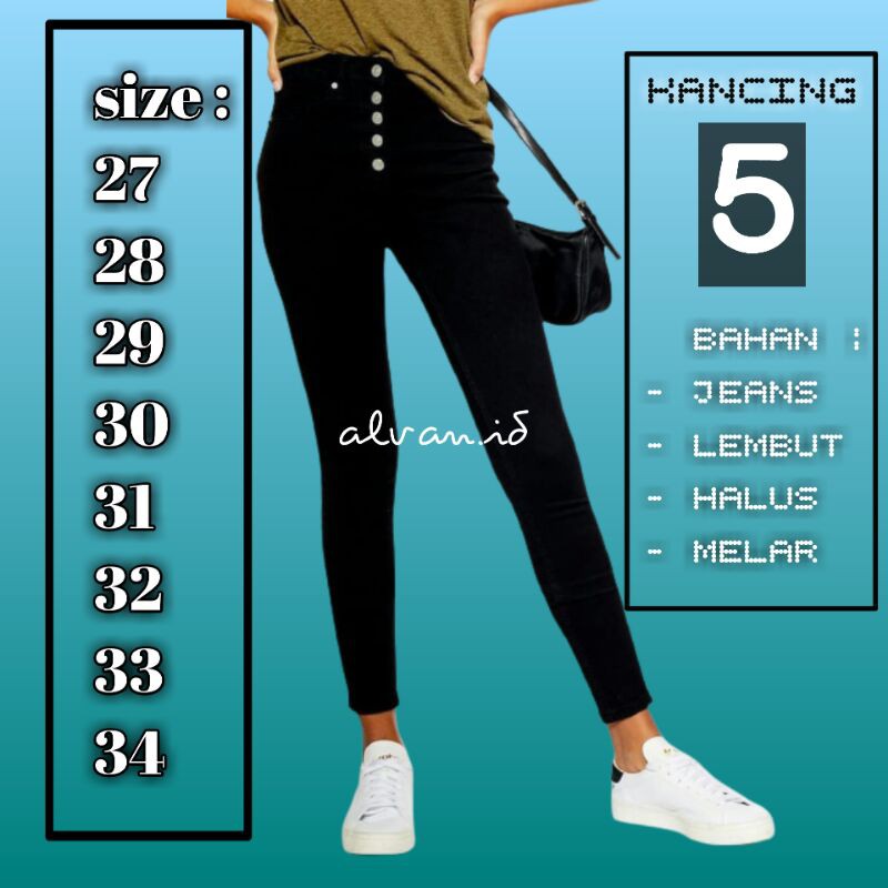 Celana Panjang Highwaist jeans . Celana Panjang HighWaist jeans Kancing 5