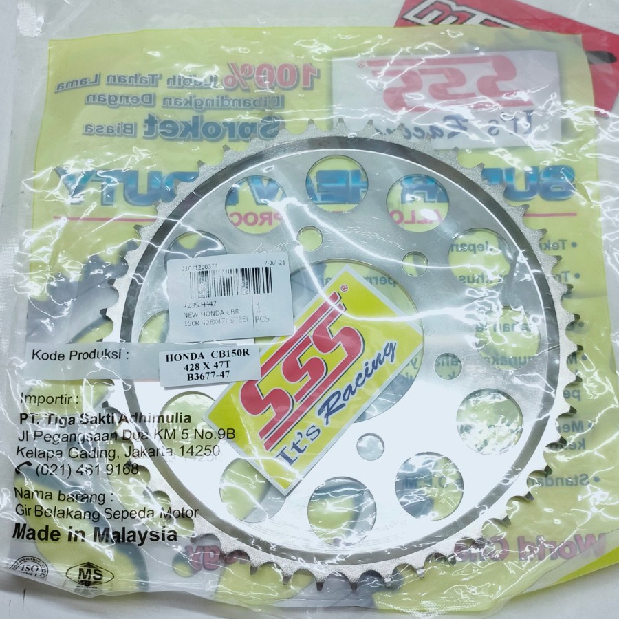 GEAR BELAKANG SSS 428 X 47T 6H HONDA CB150R