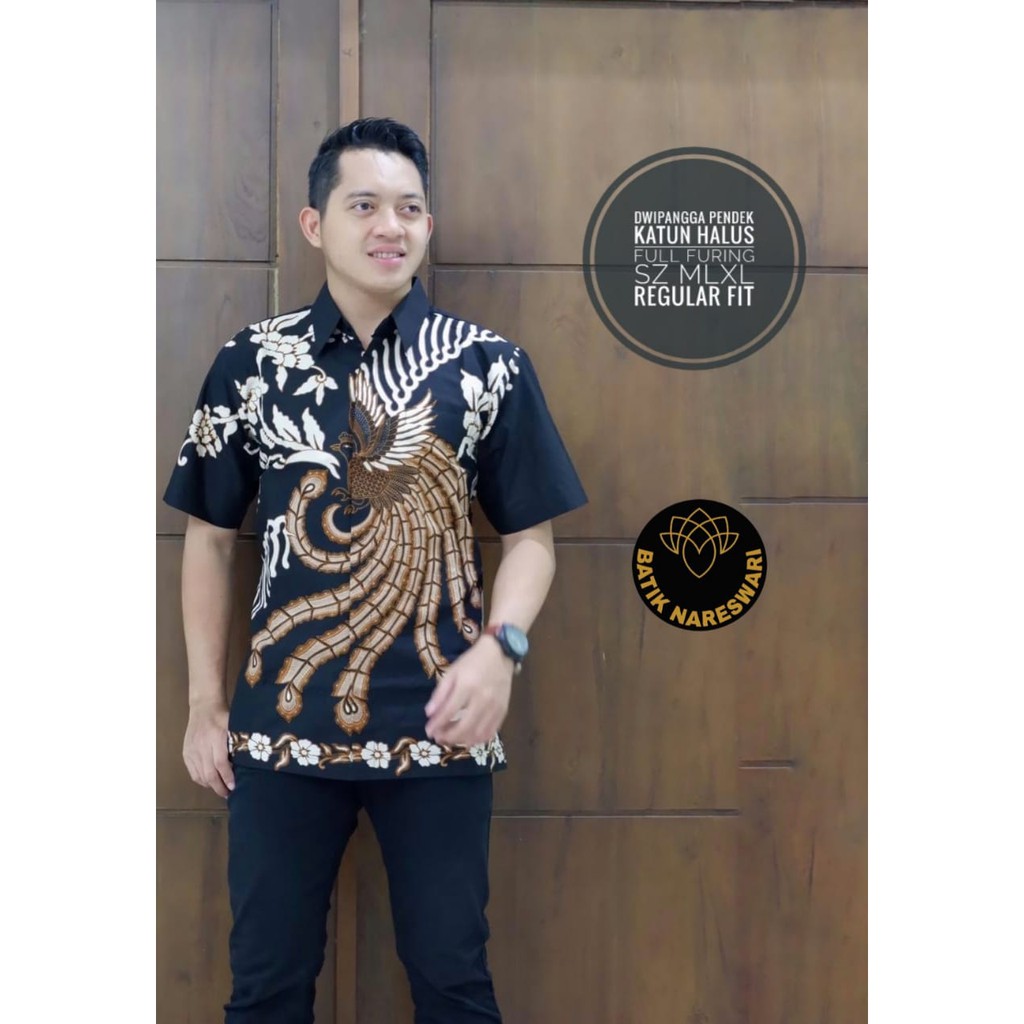 Termurah (1kg=5pcs) Kemeja Batik Lengan Pendek Batik Ori Nareswari Dwipangga Batik Solo Seragam Batik Kerja gnLG8jTb1qJGL