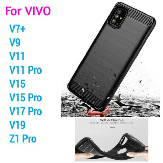 Softcase V7Plus V9 V11 V15 V17 Pro V19 Z1 Pro VIVO Ipaky Carbon Fiber Case Silicon Casing