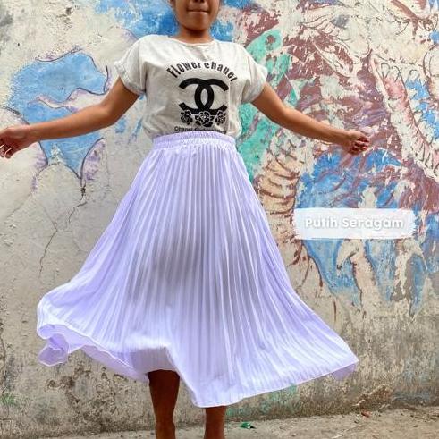 ➶ Rok Plisket Pendek 7/8 / Wanita Model Payung - Hitam ✲