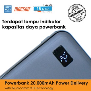 Jual Lolypoly Powerbank 202 Safe Flight 20.000 mAh 4 Port Quick Charge