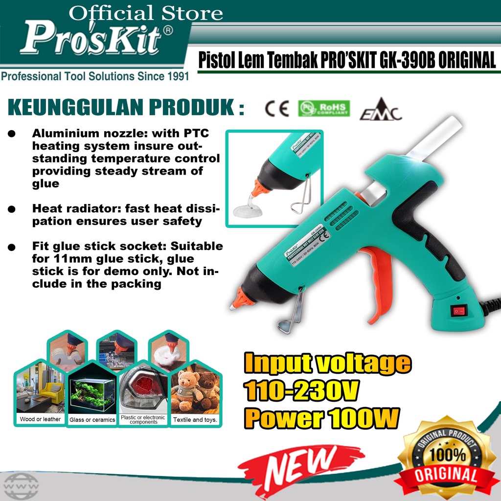 Pro'sKit - Pistol Lem Tembak Pro'sKit GK-390B - Proskit Professional Hot Melt Glue Gun 80W Original