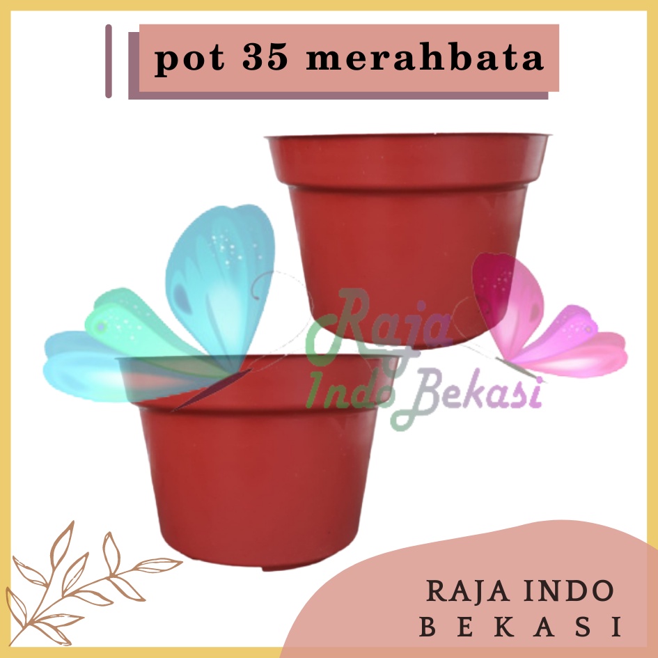 Pot Bunga 35cm 6pcs Merahbata Tebal - Toko Pot Plastik Tanaman Hias Grosir Murah Pot 35 Cm