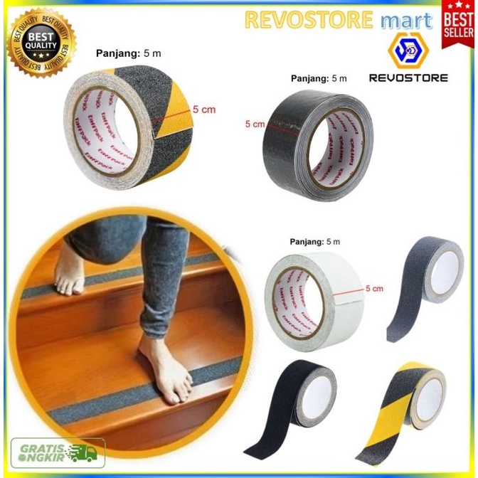 

(BISA COD) Lakban Stiker Lantai Tangga kamar mandi Anti Slip Safety Grip Strong OBRAL Kode 129